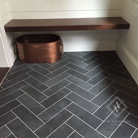 Image Result For Herringbone Black Floor Slate Tile Floor
