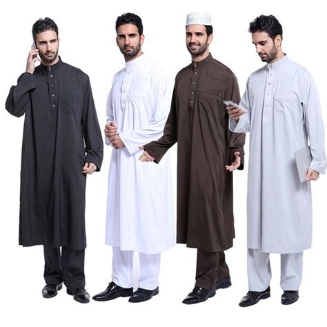 Muslim Dress Arab Mens Clothes Kaftan Islamic Arabic Men Abaya Robe