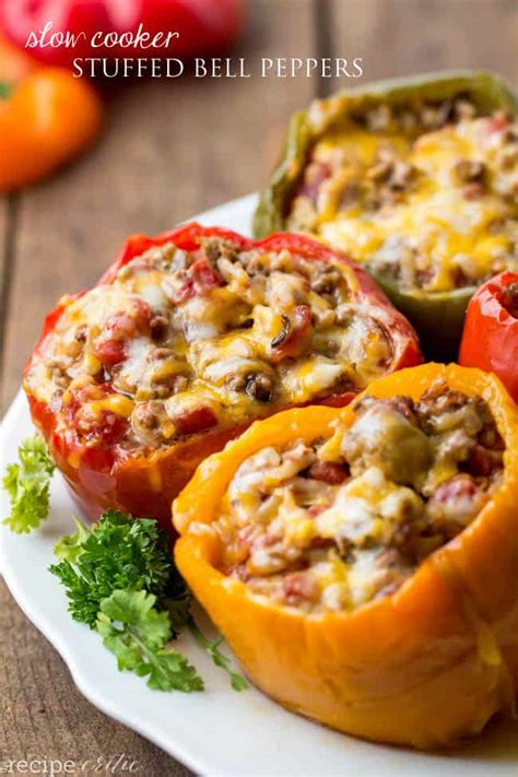 Slow Cooker Stuffed Bell Peppers Therecipecritic