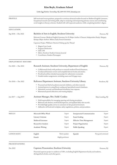 Graduate School Resume Examples And Writing Tips 2023 Free Guide
