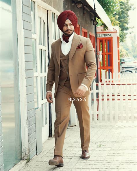 Coat Pant Vest 3pc For Sikh Punjabi Wedding Preppy Mens Fashion