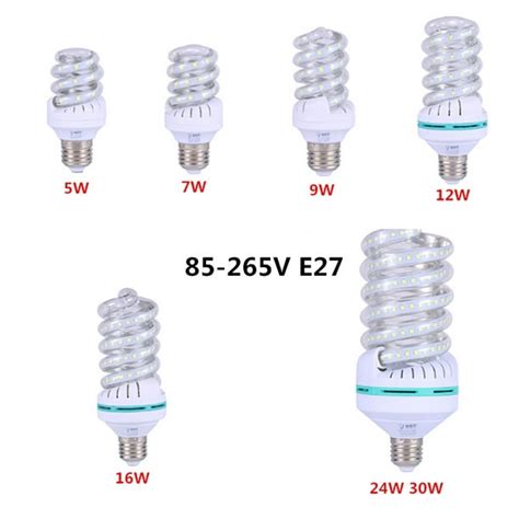 Led Bright Energy Saving Spiral Corn Bulb 85 265v E27 White Light