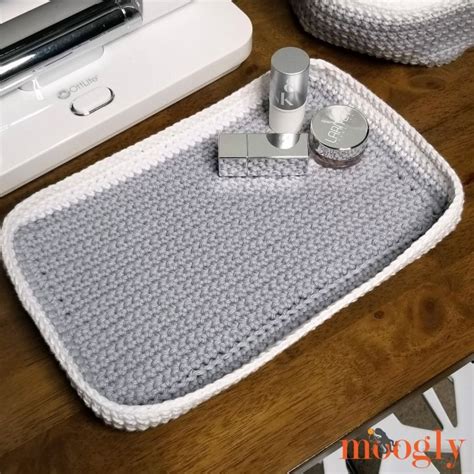 Crochet Tissue Box Organizer And Tray Pampering Vanity Set Crochet Placemat Patterns