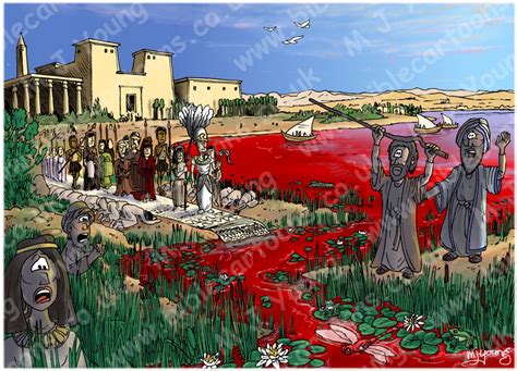 Bible Cartoons Exodus 07 The Ten Plagues Of Egypt The Plague Of Blood