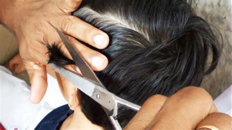 How to cut boys hair. Boys medium hair cut by fingers & Scissors - YouTube