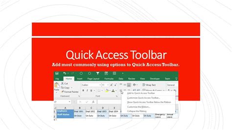 Quick Access Tool Bar In Excel Youtube