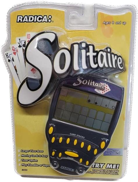 Radica Large Screen Solitaire Handheld Lcd Game 8025 Toys