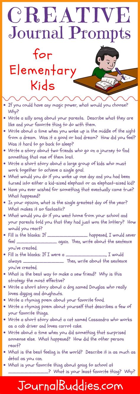 Creative Journal Prompts For Elementary School Students In 2020