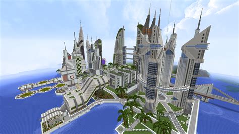 The flooring is a bit messy with some levels only three high. Futuristic green city : Minecraft