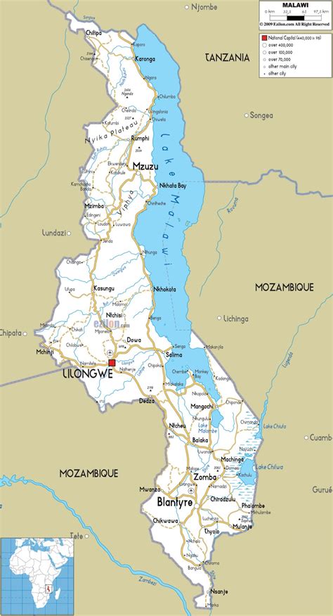 Malawi Mapas Geográficos De Malawi