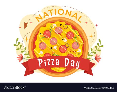 National Pizza Day On February 9 With Various Vector Image