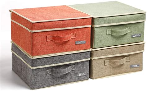 Yueyue Fabric Storage Boxes With Lids 4 Pack Storage Box