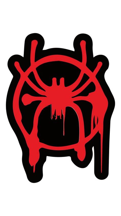a spiderman logo with red paint splattered on it's face and arms