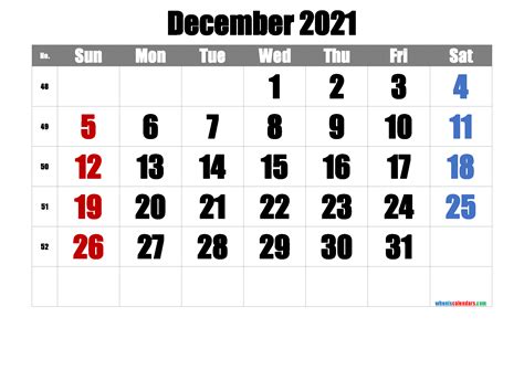 Free Printable Calendar 2021 December Free Premium