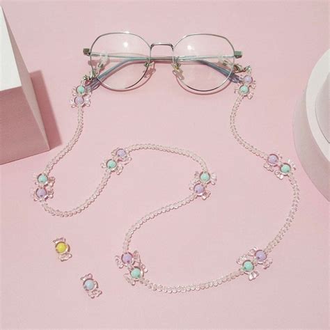 kawaii mask glasses chain y2k retro pink heart cherry etsy