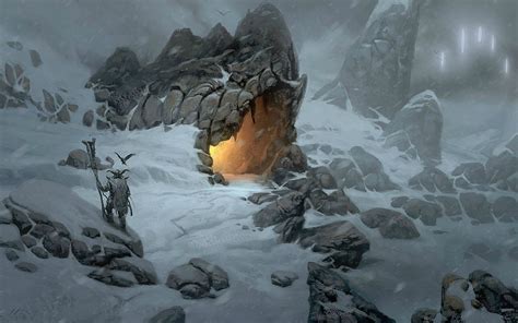 Wallpaper Fantasy Art Snow Winter Vikings Ice Cave Terrain