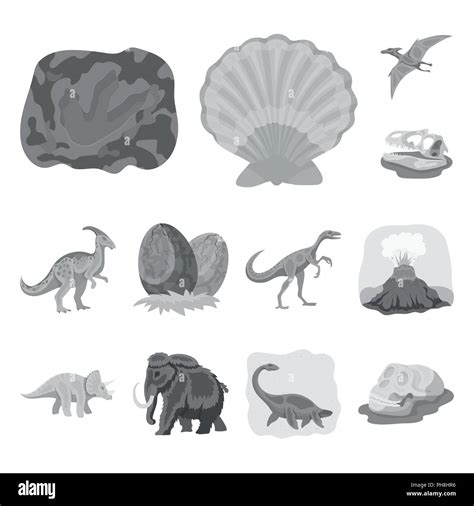 Different Dinosaurs Monochrome Icons In Set Collection For Design