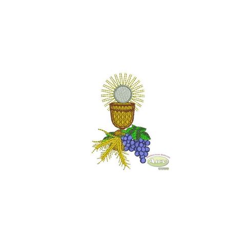 Chalice With Grapes And Wheat First Communion Embroidery Design