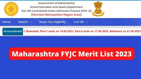 Maharashtra Fyjc Merit List 2023 Class 11 First Allotment And Cut Off