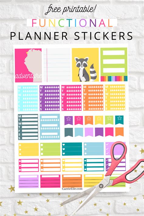 Printable Functional Rainbow Planner Stickers Carrie Elle