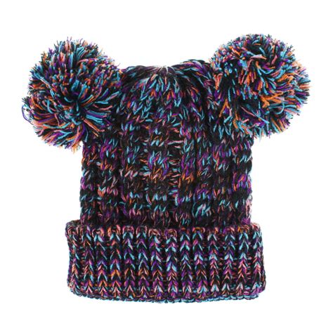Kids Knit Hat Girl Winter Two Pompon Keep Warm Crochet Hat For Children