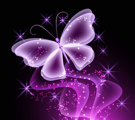 Download Purple Butterfly Glitter Art Wallpaper