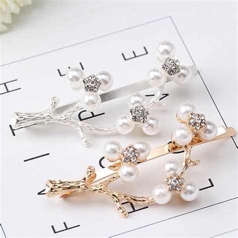 M Mism Korean Style Tree Hairpins Pearl Hair Clip For Women Girls