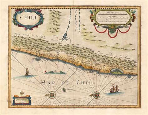 Vintage Chile Map Jan Jansson 1635 Map Vintage Wall Art Old Maps