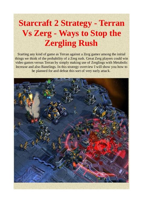 Starcraft 2 Strategy Terran Vs Zerg Ways To Stop The Zergling Rush