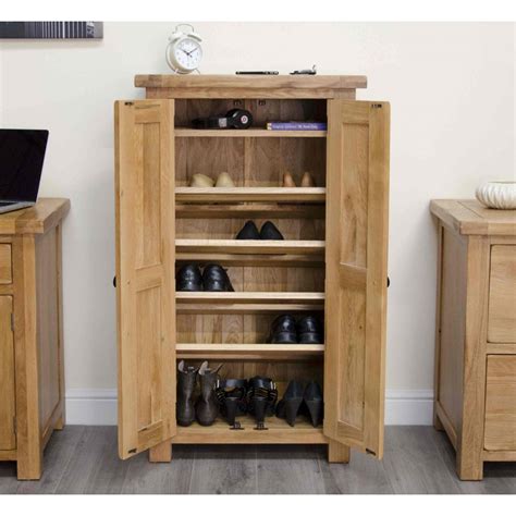 Original Rustic Solid Oak Furniture Shoe Storage Cabinet Cupboard Unit