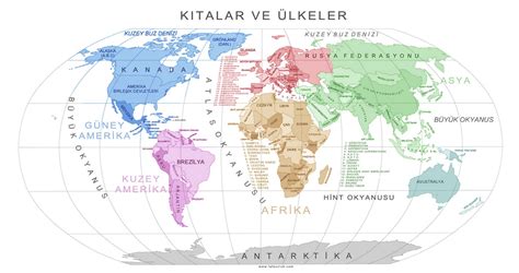 Dunya Kitalar Haritasi Boyama Sayfaları Dünya Haritası Akuninidik
