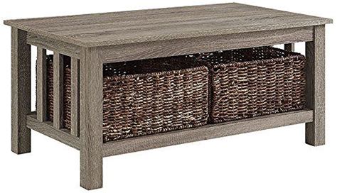 We Furniture 40 Wood Storage Coffee Table With Totes Driftwood Offer