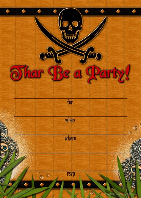 printable party invitations skull  crossbones