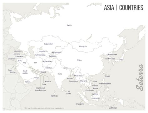 Labeled Printable Asia Countries Map Pdf Asia Map Map Quiz Asia