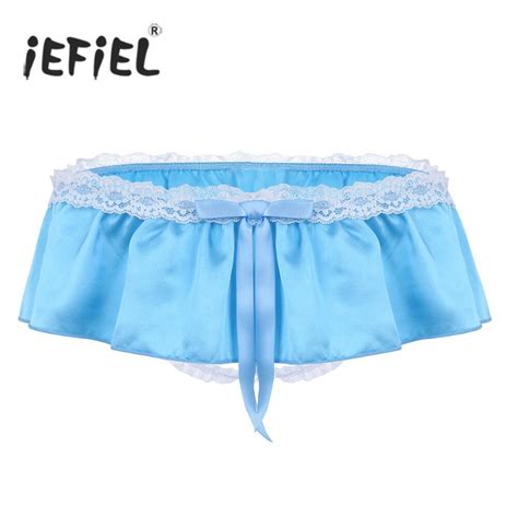Buy Iefiel Brand Gay Mens Lingerie Panties Soft Shiny Satin Ruffled Lace 2 Bum