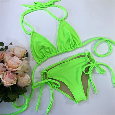 Women S Neon Green Bikini Etsy Uk