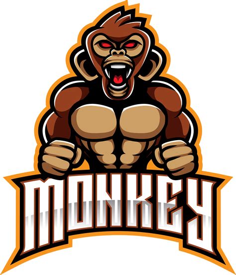 Angry monkey face mascot logo design By Visink | TheHungryJPEG gambar png