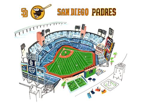 San Diego Padres Petco Park Mlb Stadium Map Ballpark