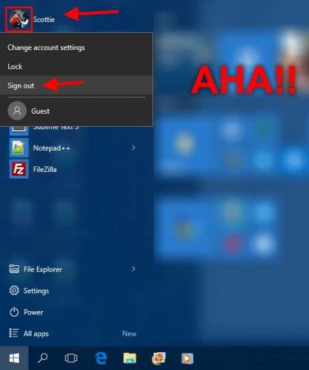 How To Log Off Or Switch Users In Windows 10 Scotties Techinfo