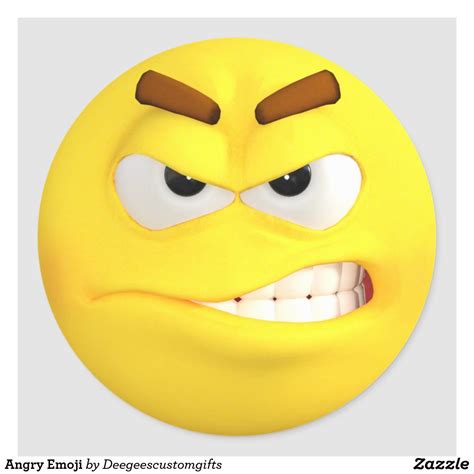 Angry Emoji Classic Round Sticker In 2021 Angry Emoji
