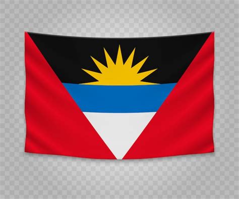 premium vector antigua and barbuda waving flag on flagpole isolated on white