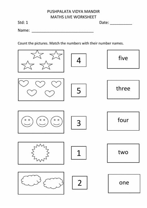 Match number and number name - Interactive worksheet