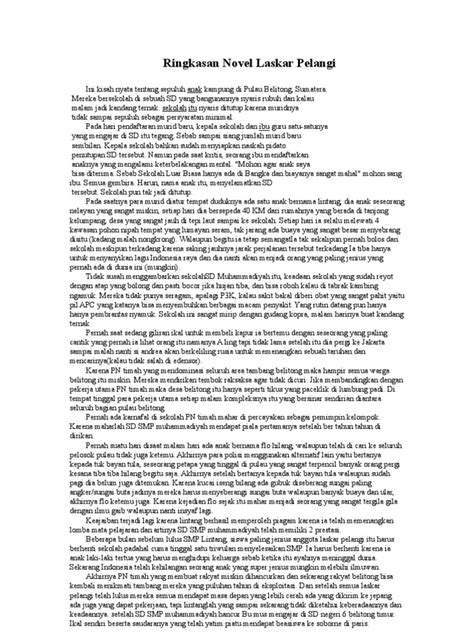 Ringkasan Novel Laskar Pelangi