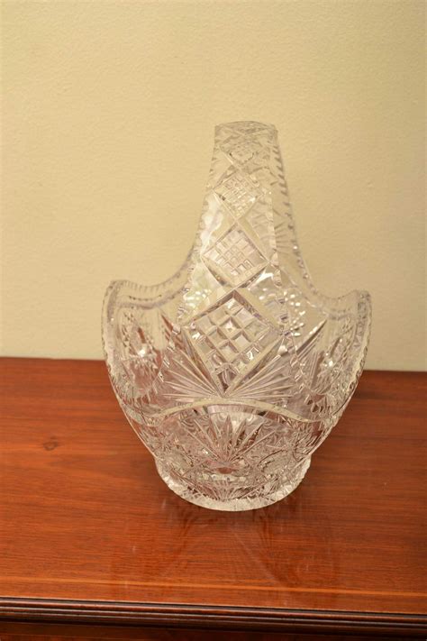 Regent Antiques Glassware Vintage Cut Glass Crystal Basket