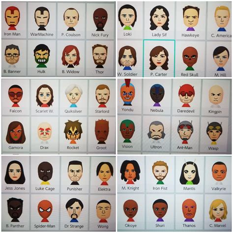 MCU Miis created by me on the Nintendo Switch | Wii characters, Wii