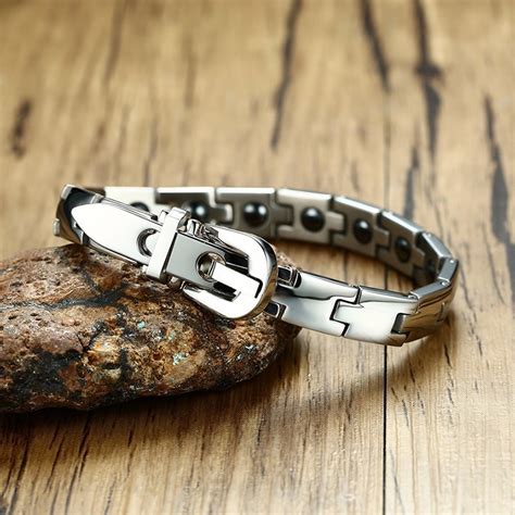 Mens Hematite Magnetic Therapy Bracelet In Silver