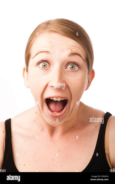 A Young Caucasian Woman Shouting Yelling Screaming Stock Photo Alamy