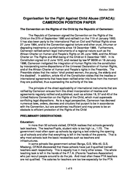 United states of america committee: Position Paper: Organisation for the Fight Against Child ...