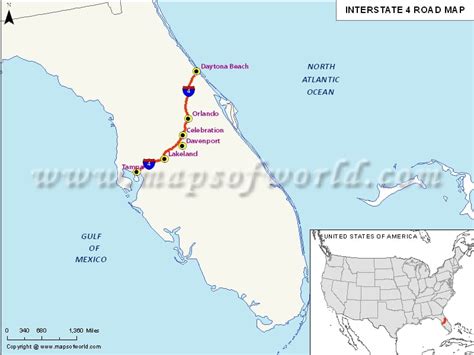 Interstate 4 I 4 Map Usa Tampa Florida To Daytona Beach Florida
