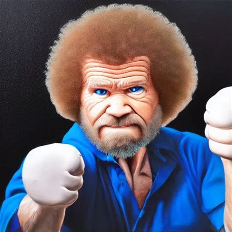 Angry Bob Ross Frowning And Punching Trough A Stable Diffusion Openart